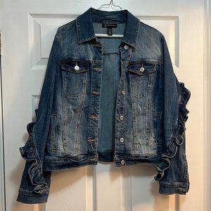 INC Denim Jacket w/ruffled back and sleeve